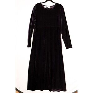 VTG Jacqueline Ferrar purple velvet dress velour long sleeve maxi goth witchy 18